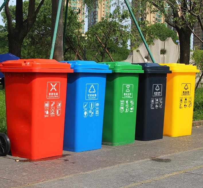 吐鲁番三排分类垃圾桶不锈钢
